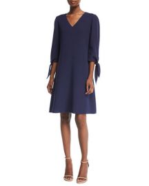 Lafayette 148 New York Kenna Split-Sleeve Finesse Crepe Dress at Neiman Marcus